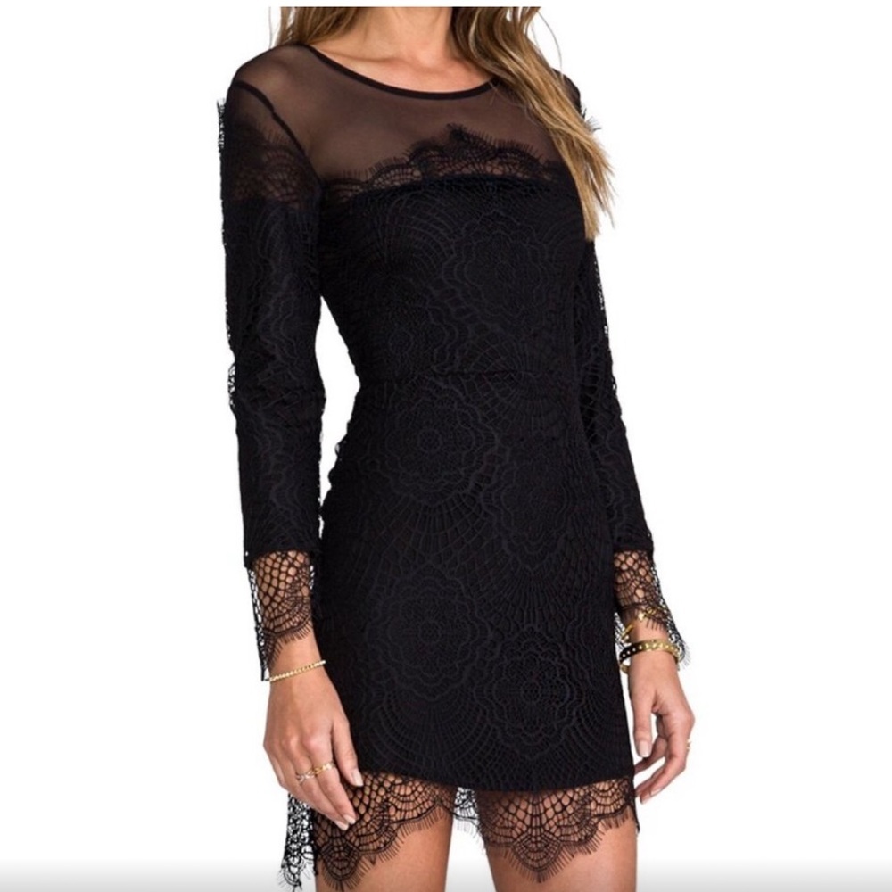 For Love & Lemons Grace Black Lace Mini Dress Size XS